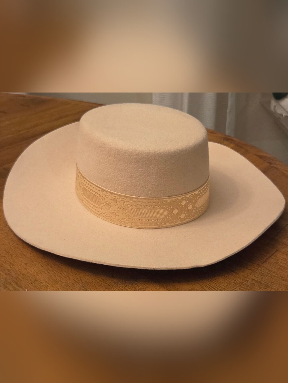 Lack of Color The Sierra Wool Boater Hat Cream Gold Vintage Ribbon Small 55cm